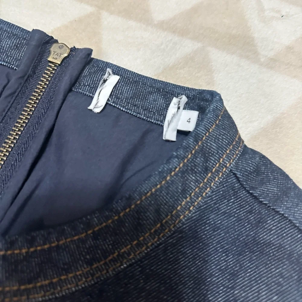 Tanya Taylor dark wash denim sleeveless double slit maxi dress - Picture 3 of 5